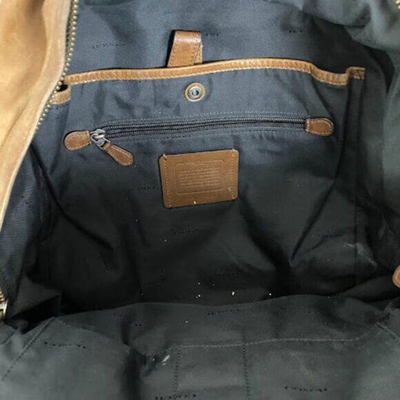 Genuine Coach Men's Patch Brown Black Leather Backpack - Picture 8 of 8